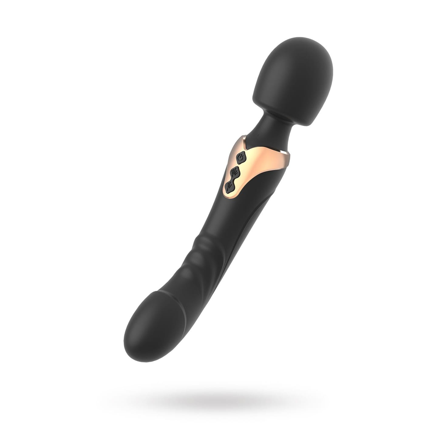 Black Mengxuan dual-ended personal massager with rose-gold tone controls